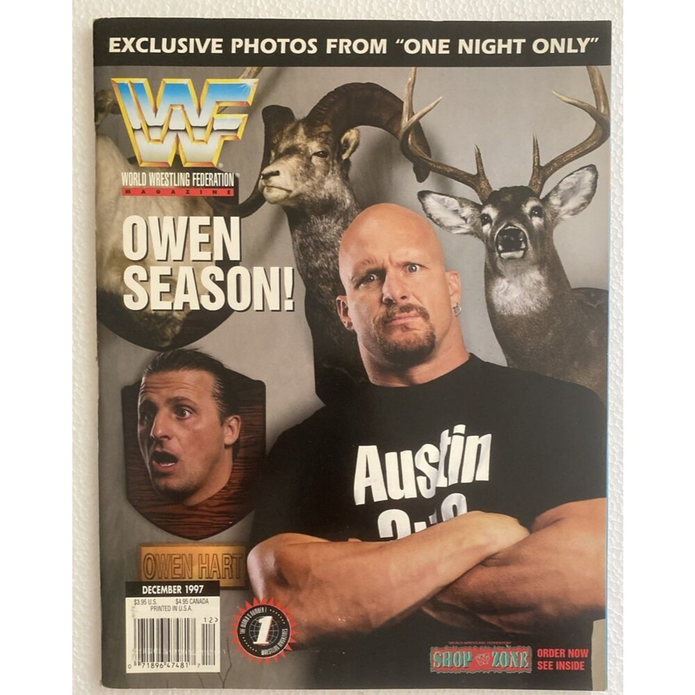 Vintage WWF Magazine Dec 1997 Stone Cold Steve Austin Uncut Trading Cards Sheet